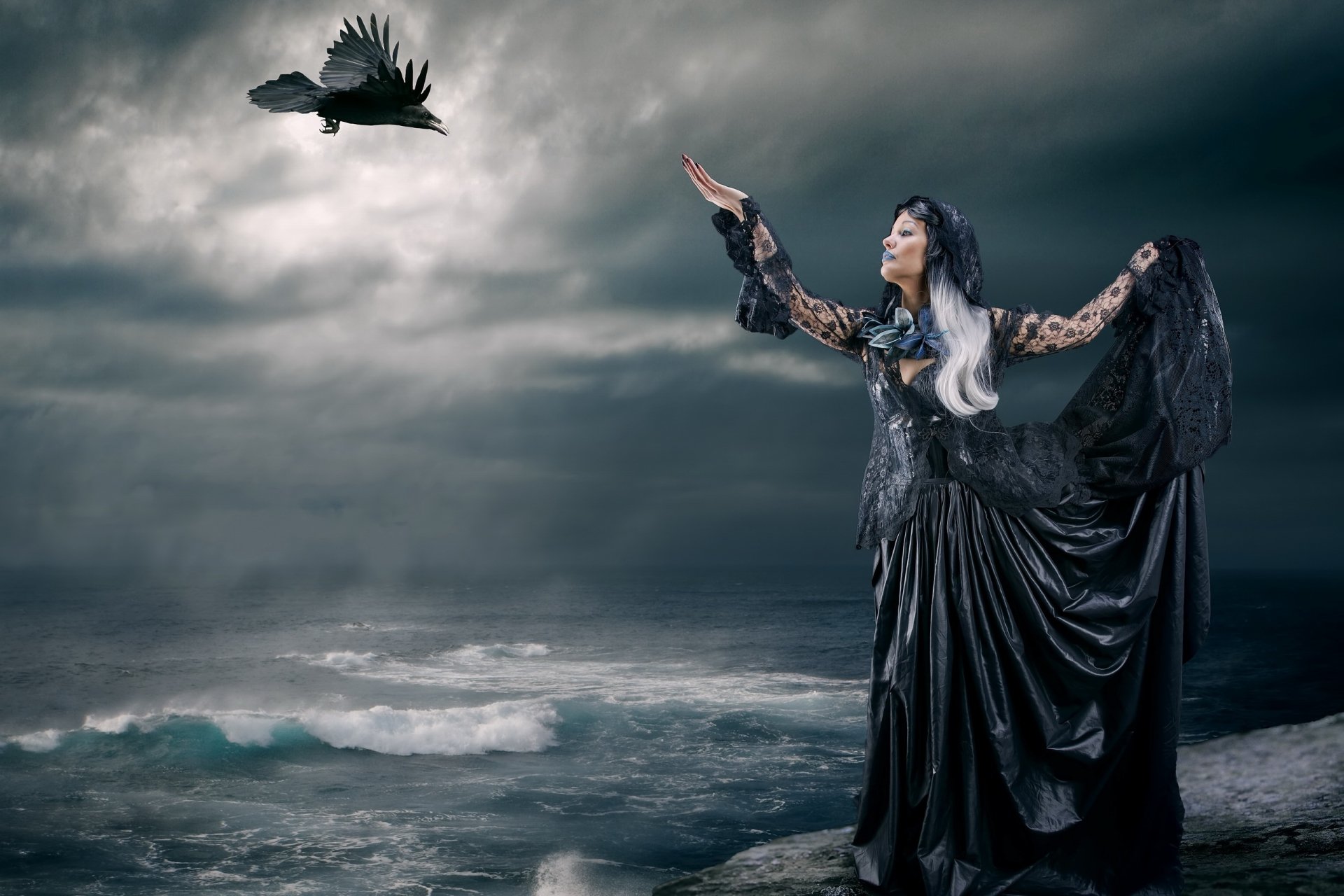 Goth Girl and Raven HD Wallpaper | Background Image | 2560x1707 | ID