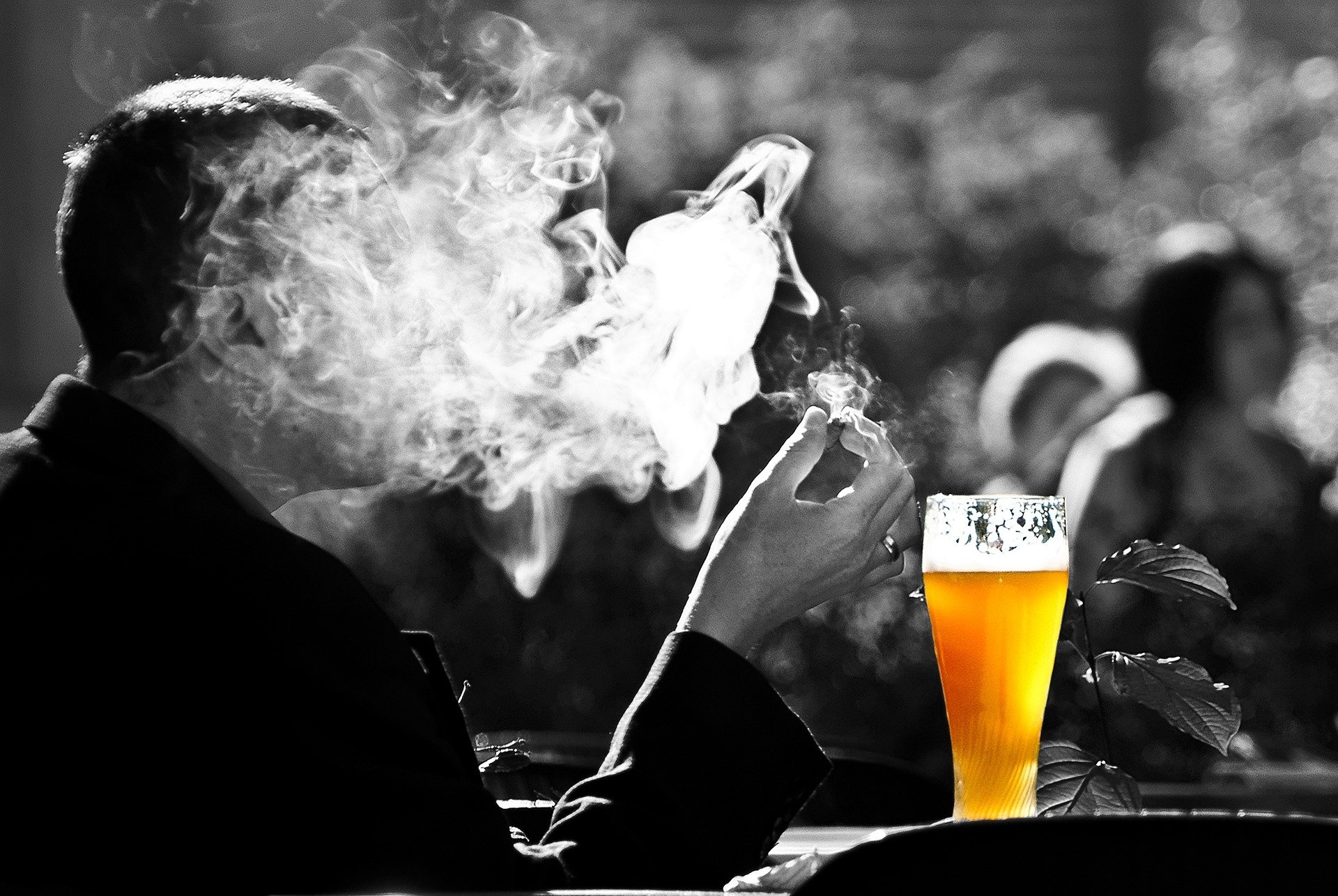 Download Smoking Selective Color Food Beer HD Wallpaper