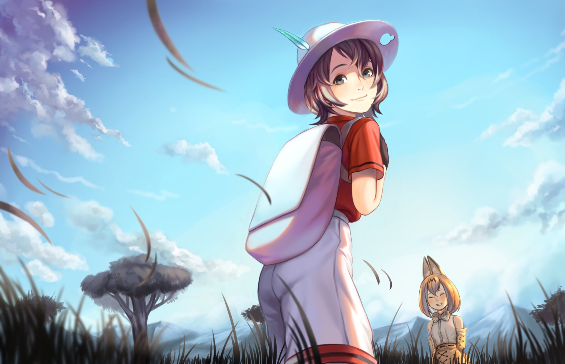 Download Kaban (Kemono Friends) Serval (Kemono Friends) Anime Kemono Friends HD Wallpaper