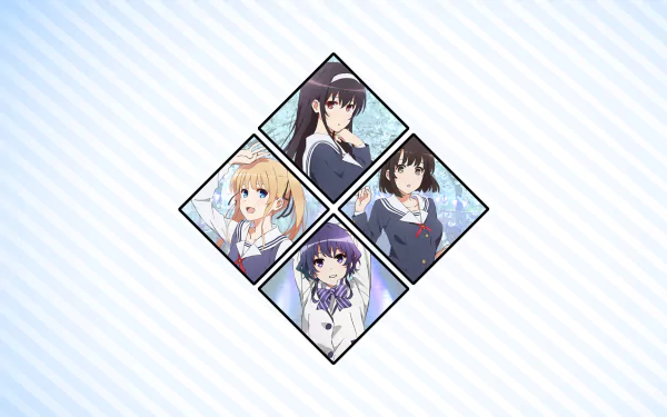 A vibrant HD wallpaper featuring characters Michiru Hyodo, Megumi Katō, Eriri Spencer Sawamura, and Utaha Kasumigaoka from the anime Saekano: How to Raise a Boring Girlfriend.