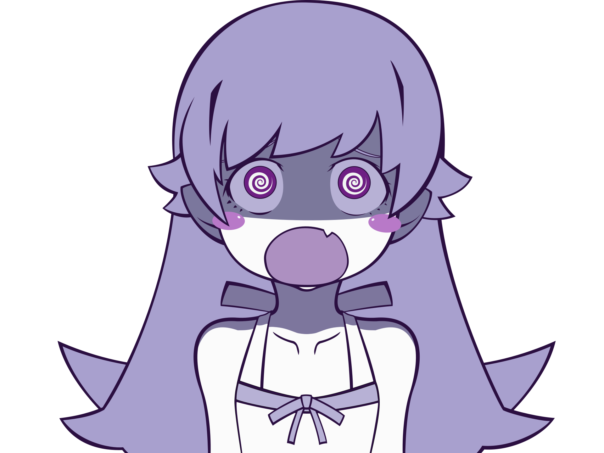 Chibi-style Shinobu Oshino from Monogatari series with a shocked expression, rendered in vibrant colors for a 4K Ultra HD anime wallpaper.