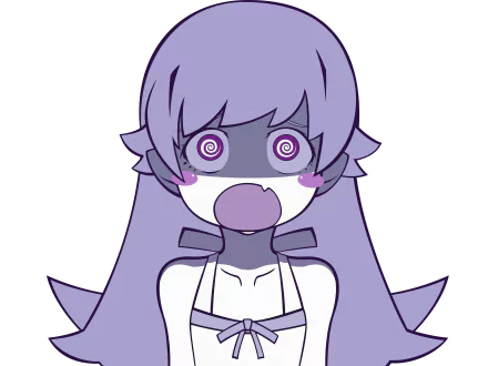 Chibi-style Shinobu Oshino from Monogatari series with a shocked expression, rendered in vibrant colors for a 4K Ultra HD anime wallpaper.