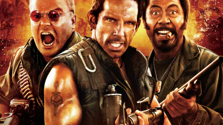 Robert Downey Jr. Jack Black Ben Stiller movie Tropic Thunder HD Desktop Wallpaper | Background Image