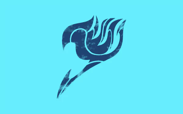 A striking blue background featuring the emblem of Fairy Tail, designed as a sleek and modern 4K Ultra HD desktop wallpaper for anime enthusiasts.