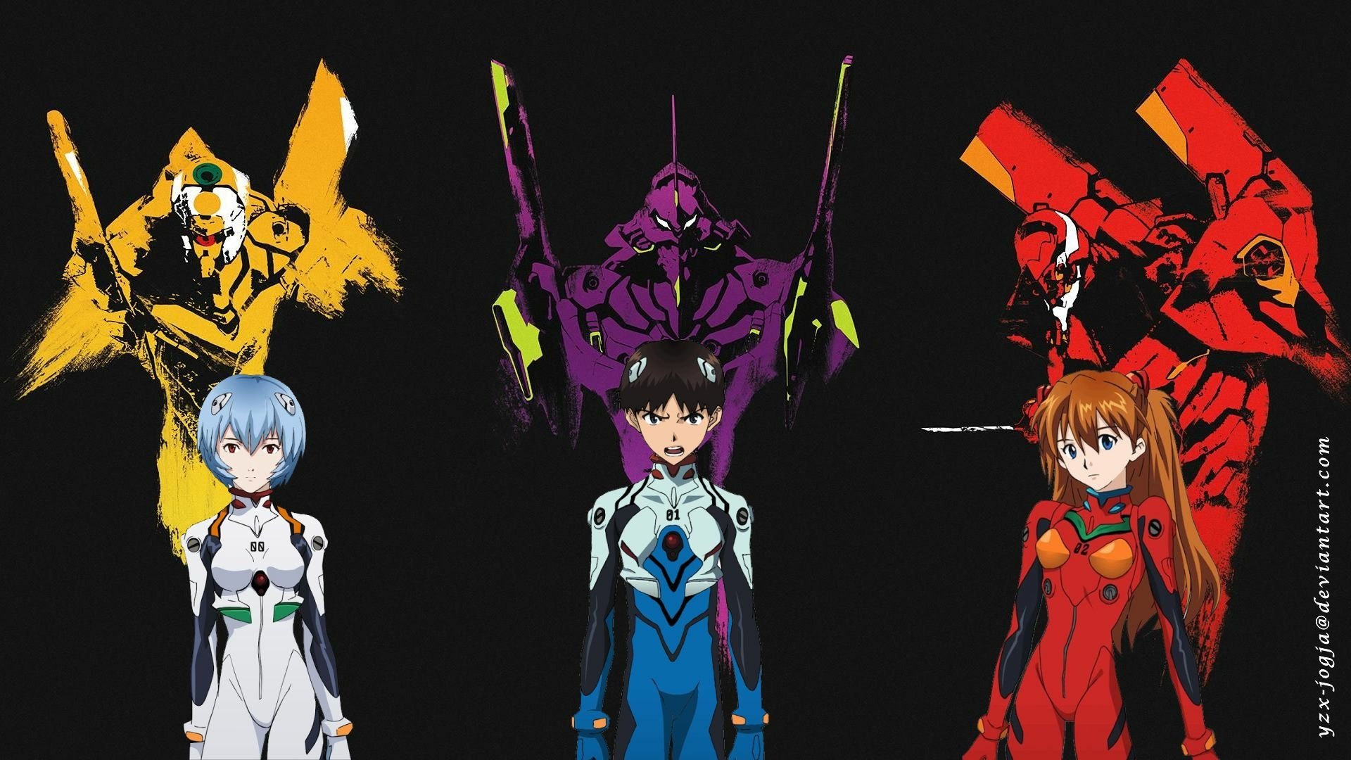 Neon Genesis Evangelion HD Wallpaper: Shinji, Rei, Asuka