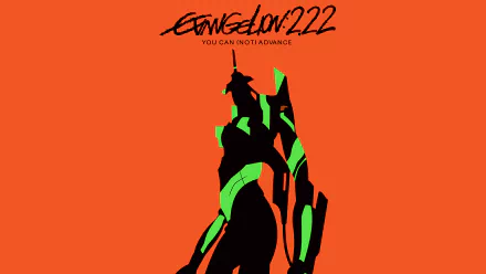 HD PC desktop wallpaper featuring Evangelion Unit-01 from the anime Evangelion: 2.0 You Can (Not) Advance, set against a bold orange background.