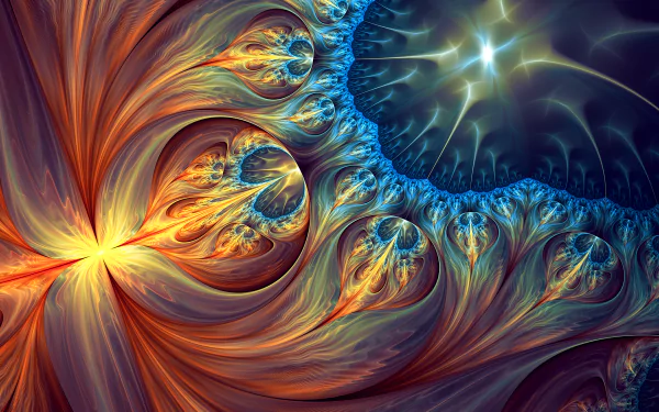 HD desktop wallpaper with a psychedelic, trippy fractal pattern in vibrant colors, creating an abstract and mesmerizing background.