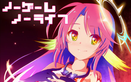 HD anime desktop wallpaper featuring Jibril from No Game No Life with vibrant colors and glowing effects.
