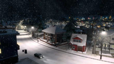 house night winter snow street video game Cities: Skylines winter night night snow HD Desktop Wallpaper | Background Image