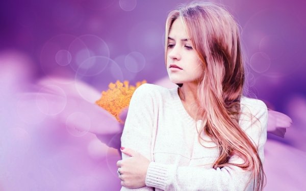 Women Model Blonde Purple HD Wallpaper | Background Image