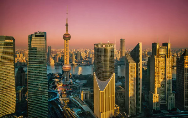 Oriental Pearl Tower skyscraper building China city man made Shanghai HD Desktop Wallpaper | Background Image