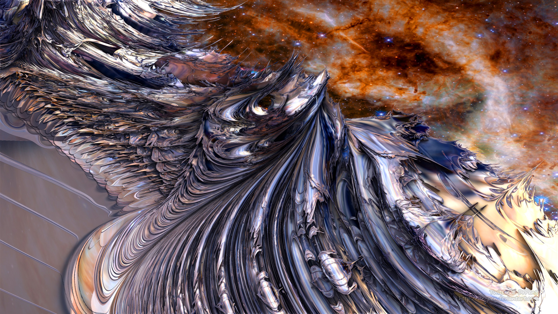 Steel Waves and Stars - 3d Fractal Art by Dr-Pen