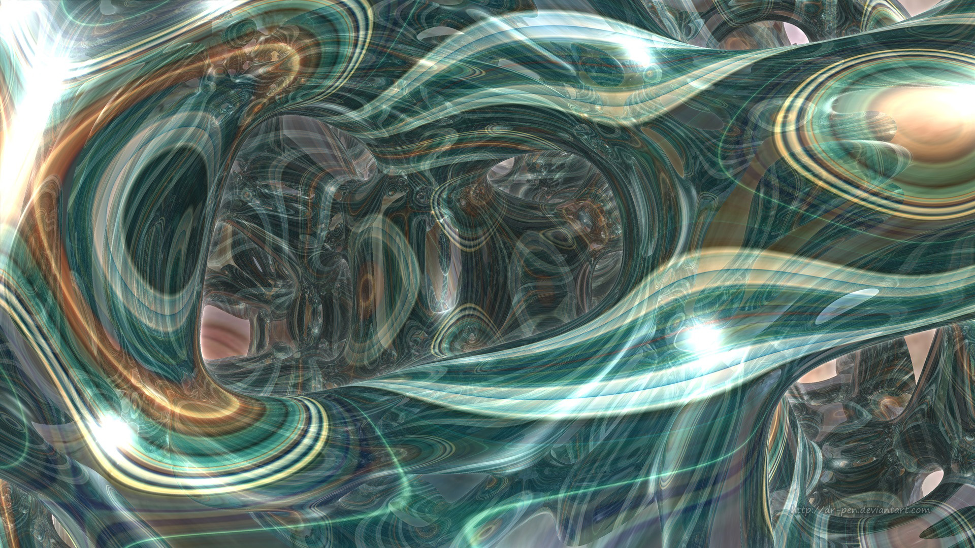 Green Waves - 3d Fractal Art by Dr-Pen