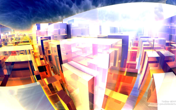 A vibrant, colorful 3D abstract fractal cityscape created with Mandelbulb 3D, featuring geometric shapes and dynamic lighting in 4K Ultra HD CGI detail.