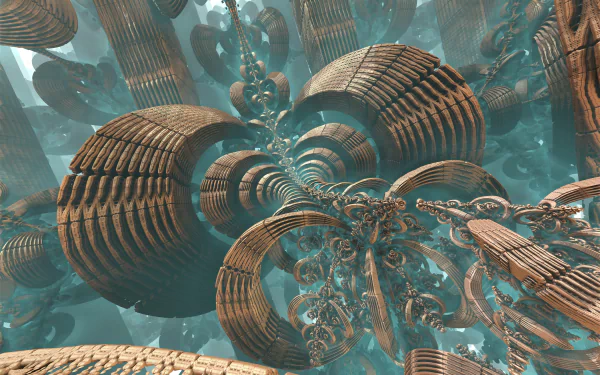  Bronze Pipes After Mariagat - 3d Fractal Art