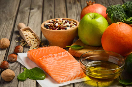 oil apple chestnut salmon fish food still life HD Desktop Wallpaper | Background Image