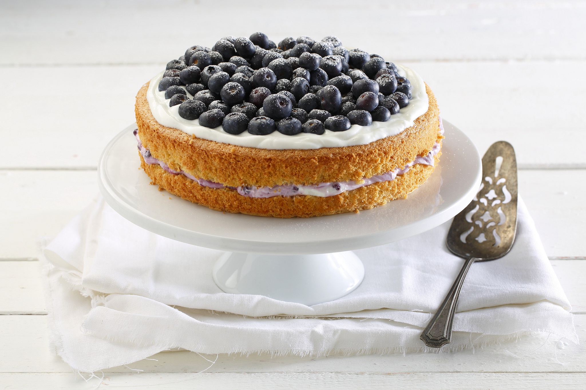 Orange Almond Sponge Cake with Blueberries by Brian Gould