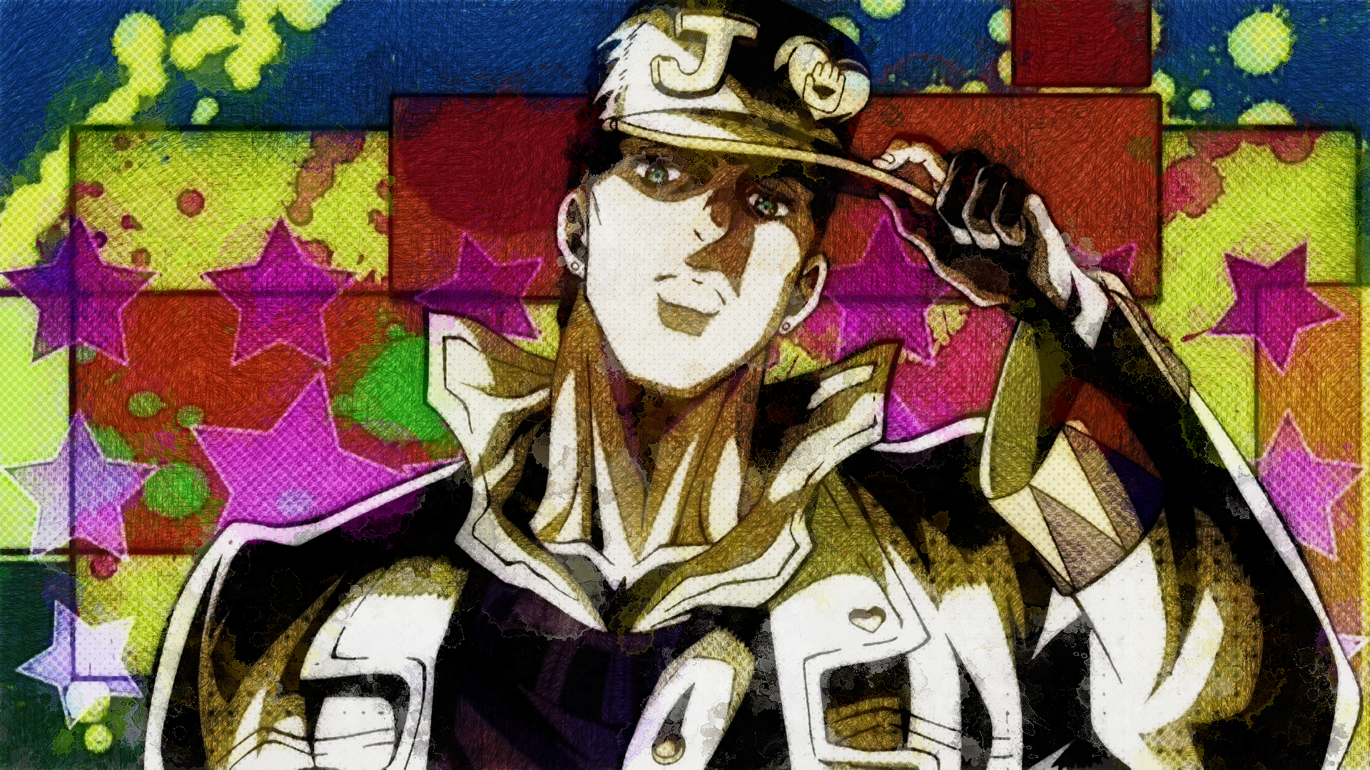 Download Jotaro Kujo Anime Jojo's Bizarre Adventure HD Wallpaper by Terumi Nishii