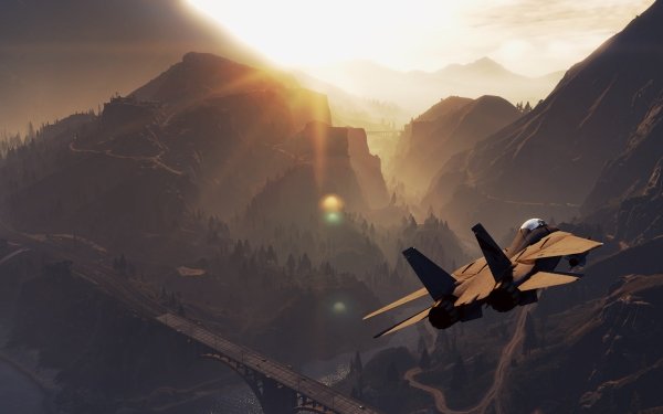 Video Game Grand Theft Auto V Grand Theft Auto Mountain Landscape Aircraft Warplane Jet Fighter HD Wallpaper | Background Image