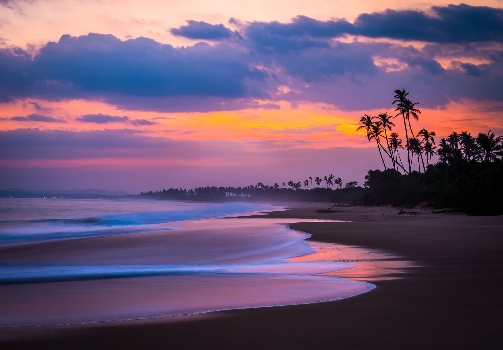 Download Sunset Ocean Silhouette Palm Tree Cloud Sky Sand Nature Beach ...