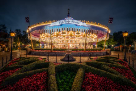 light night man made carousel HD Desktop Wallpaper | Background Image