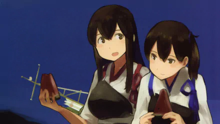 Akagi (Kancolle) Kaga (Kancolle) Anime Kantai Collection HD Desktop Wallpaper | Background Image