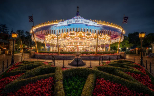 light night man made carousel HD Desktop Wallpaper | Background Image