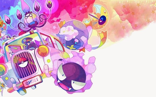 Anime Pokémon Gastly Drifblim Chandelure Rotom Lunatone Gengar Ingo Emmet HD Wallpaper | Background Image