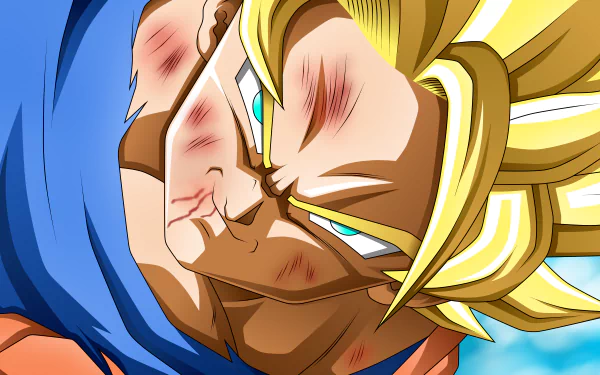 Anime-style Dragon Ball Z character in intense battle pose, rendered in vibrant colors for 8K Ultra HD PC desktop wallpaper and background.