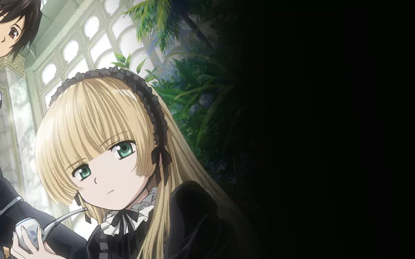 HD anime desktop wallpaper featuring Kazuya Kujō and Victorique de Blois from Gosick with detailed backgrounds and vibrant colors.