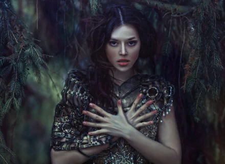 black hair forest metal woman model HD Desktop Wallpaper | Background Image