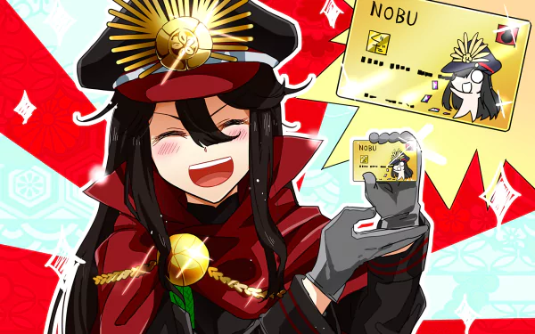 HD PC desktop wallpaper featuring Oda Nobunaga and Demon Archer from Fate/Grand Order in vibrant anime style.