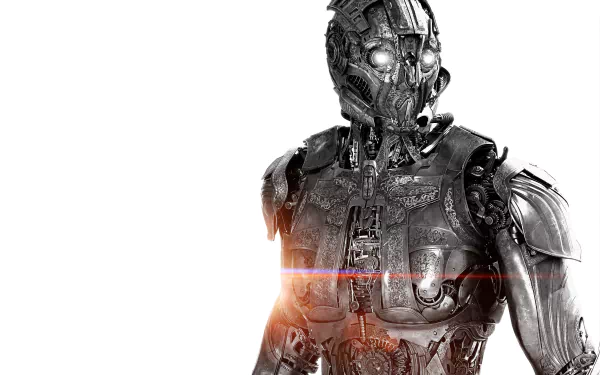 HD PC desktop wallpaper of Cogman (Transformers) from the movie Transformers: The Last Knight — metallic humanoid robot with glowing eyes and a chest lens flare, usable as a background.