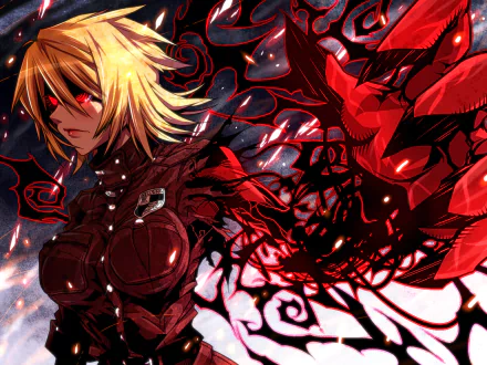 HD desktop wallpaper featuring Seras Victoria from the anime Hellsing, with a dynamic and intense background highlighting her in a powerful pose.