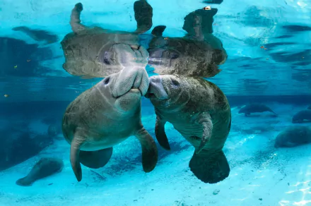 underwater sea life Animal manatee HD Desktop Wallpaper | Background Image