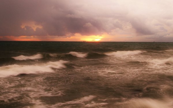 Earth Ocean Beach Sunset Wave Horizon HD Wallpaper | Background Image