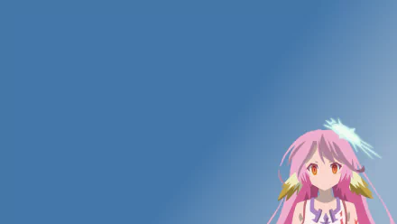 HD PC desktop wallpaper featuring Jibril from the anime No Game No Life against a clear blue sky background.