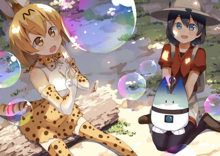 Lucky Beast (Kemono Friends) Kaban (Kemono Friends) Serval (Kemono Friends) Anime Kemono Friends HD Desktop Wallpaper | Background Image
