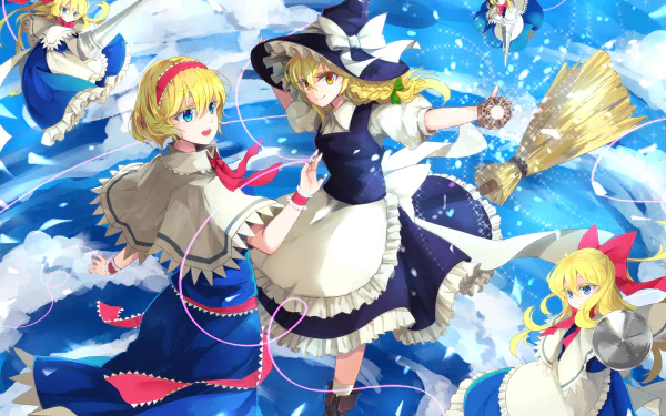 Marisa Kirisame Alice Margatroid Shanghai Doll Anime Touhou HD Desktop Wallpaper | Background Image
