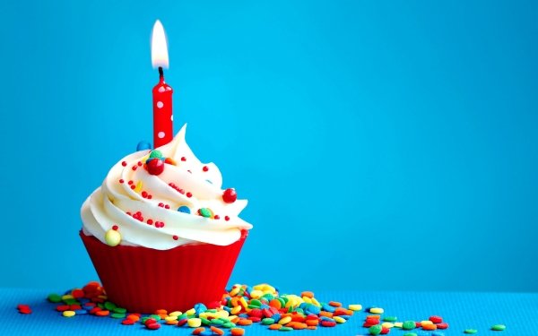 Feiertage Geburtstag Kerze Cupcake Süßigkeiten Süßwaren Farben HD Wallpaper | Hintergrund