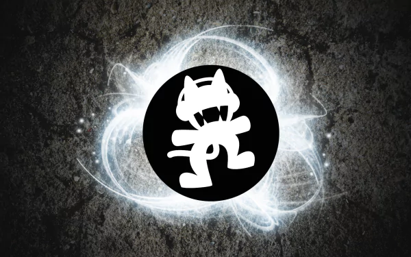 HD desktop wallpaper featuring the Monstercat logo with a glowing aura on a textured background.