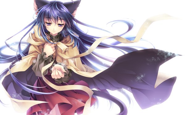 Anime Original Long Hair Blue Hair bow Purple Eyes Tears HD Wallpaper | Background Image