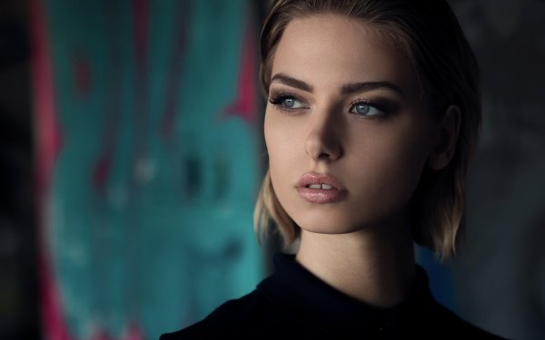 Women Face Blonde Blue Eyes Model HD Wallpaper | Background Image