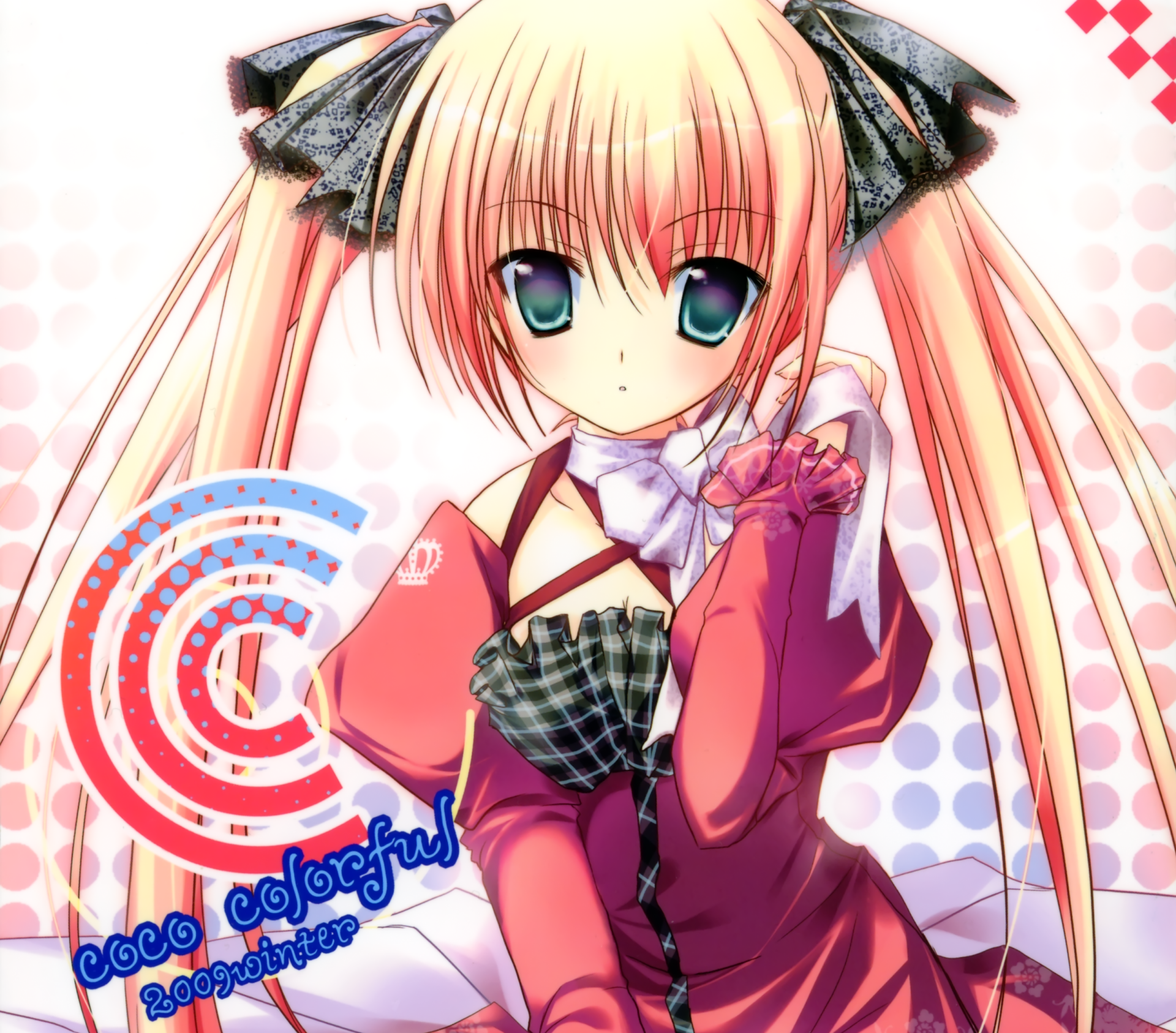 Download Blush Green Eyes Bow (Clothing) Twintails Blonde Long Hair Anime Original HD Wallpaper by Mizusawa Mimori