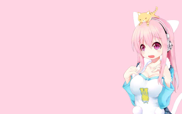 pink eyes pink hair pink Anime Super Sonico pink anime HD Desktop Wallpaper | Background Image