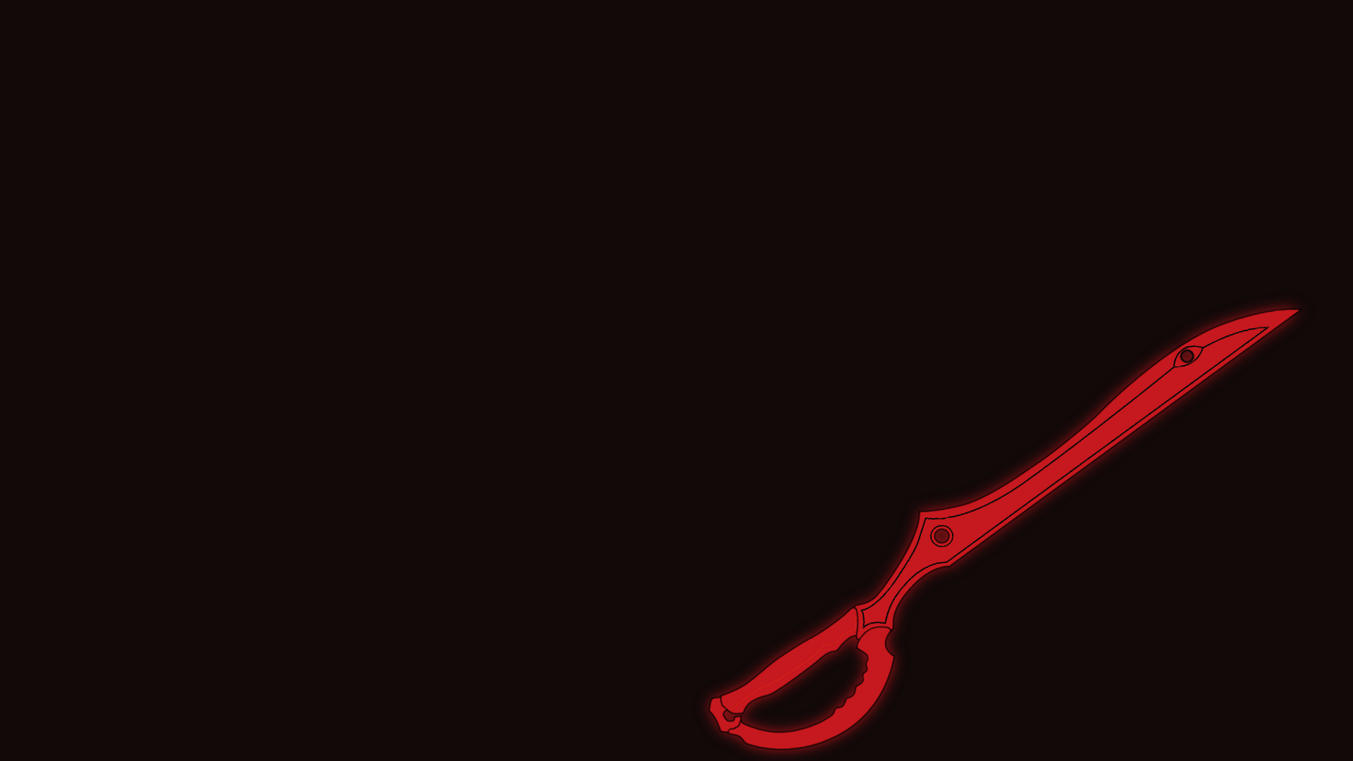 HD PC desktop wallpaper featuring a minimalist red scissor blade from the anime Kill La Kill against a black background.