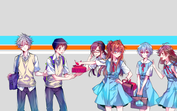Anime Evangelion: 3.0 You Can (Not) Redo Evangelion Asuka Langley Sohryu Rei Ayanami Shinji Ikari Mari Makinami Illustrious Kaworu Nagisa School Uniform HD Wallpaper | Background Image