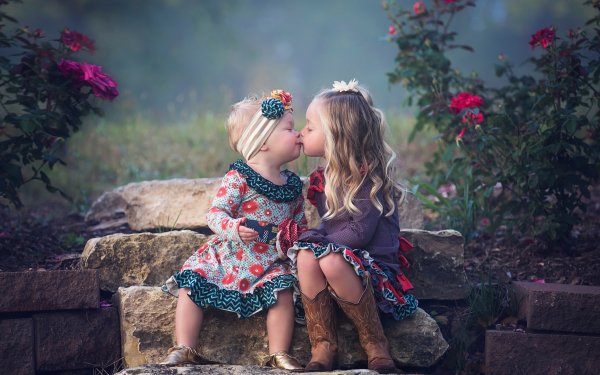 Photography Child Kiss Cute HD Wallpaper | Background Image