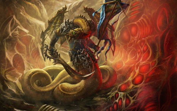 Fantasy Creature Wings Sword Warrior Banner Dark HD Wallpaper | Background Image