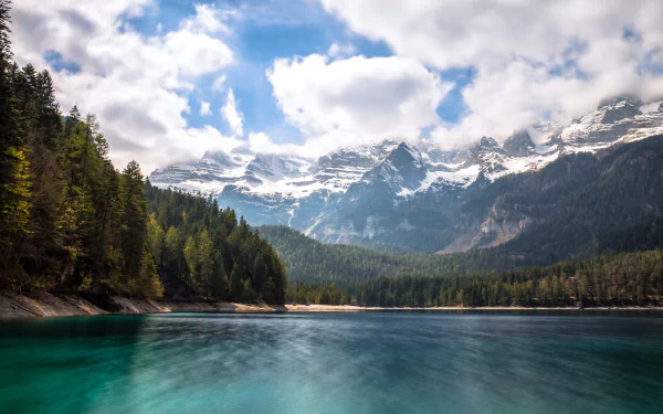 snow landscape forest alps mountain Italy Trentino Lake Tovel nature lake Snowy Mountain HD Desktop Wallpaper | Background Image